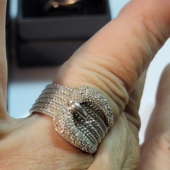 JTV 925 Sterling Silver, CZ Buckle Style Ring Size 8 - Picture 7 of 9